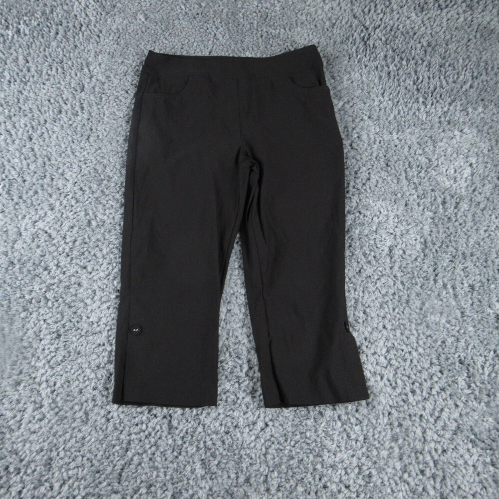 Coconut Row Jeans Womens 12P Petites Black Palm Beach Capri Straight 32x19*
